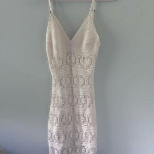 Olive & Oak White Tiered Bodycon Midi Dress